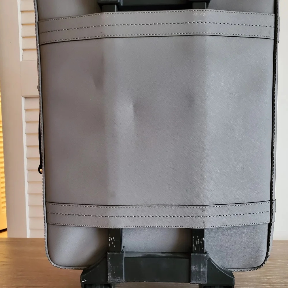 henri bendel Gray Leather Carry-On Cabin Suitcase